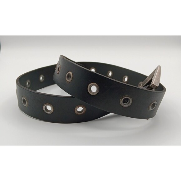 Genuine Leather Belt Women 32 (M) Black Western Cowgirl Boho Eyelets Statement - Picture 3 of 9